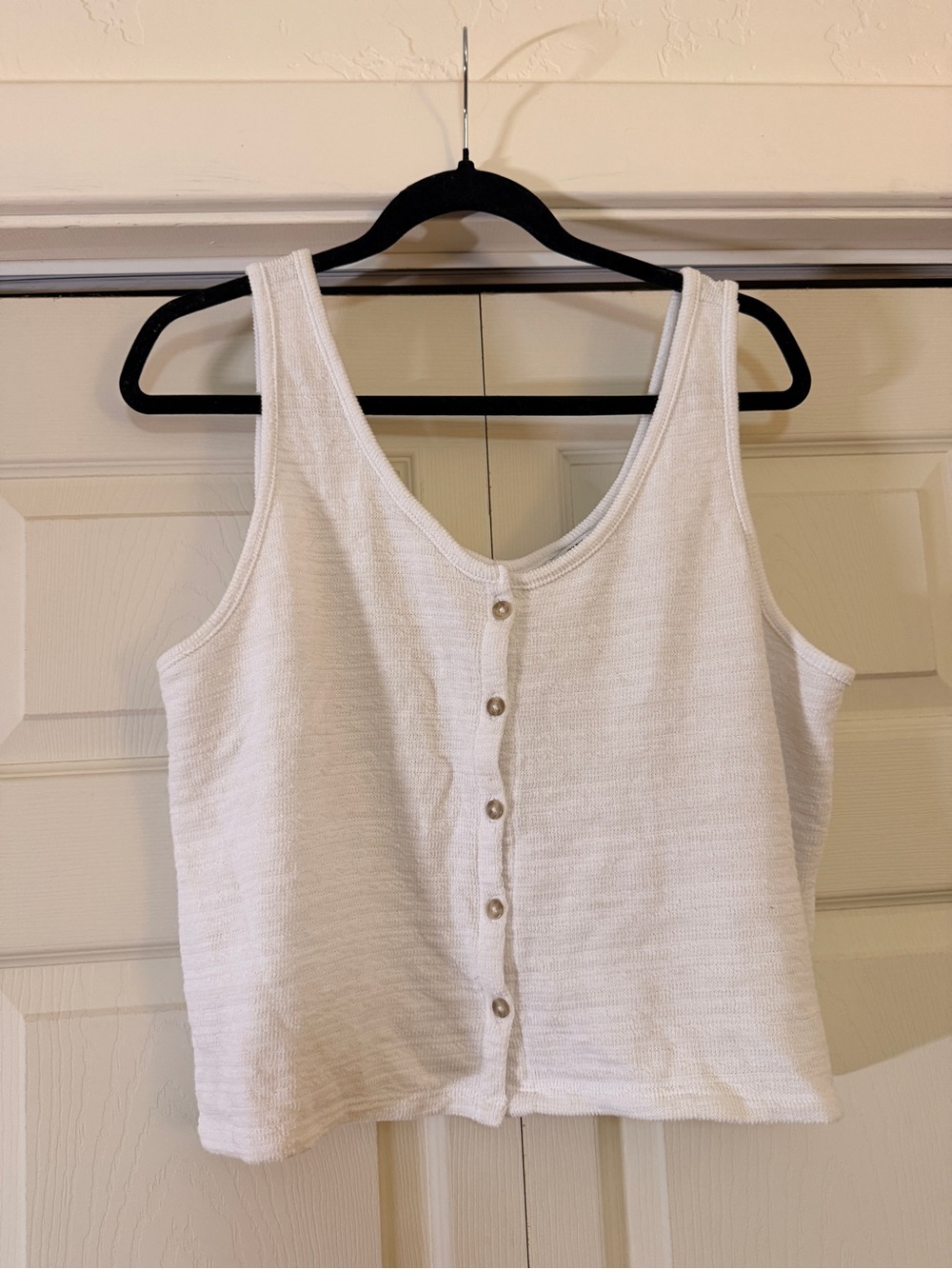 White Button-Front Tank Top